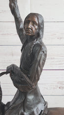 Buffalo Signal by Frederic Remington Bronze Native American Sculpture Statue 33" x 26"