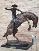 Bronco Buster Frederic Remington Bronze Statue Cowboy Horse Western 24" x 26"