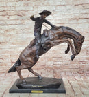 Bronco Buster Frederic Remington Bronze Statue Cowboy Horse Western 24" x 26"