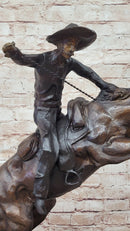 Bronco Buster Frederic Remington Bronze Statue Cowboy Horse Western 24" x 26"