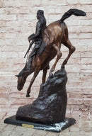 Frederic Remington Mountain Man Frontiersman Descending Hill Western Bronze Sculpture 26" x 25"