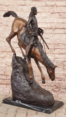 Frederic Remington Mountain Man Frontiersman Descending Hill Western Bronze Sculpture 26" x 25"