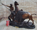 Frederic Remington Buffalo Hunt Bronze Sculpture Statue Native American Western Art Decor