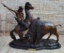Frederic Remington Buffalo Hunt Bronze Sculpture Statue Native American Western Art Decor
