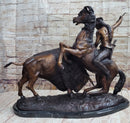 Frederic Remington Buffalo Hunt Bronze Sculpture Statue Native American Western Art Decor