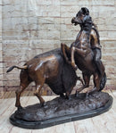 Frederic Remington Buffalo Hunt Bronze Sculpture Statue Native American Western Art Decor