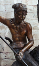 Frederic Remington Buffalo Hunt Bronze Sculpture Statue Native American Western Art Decor