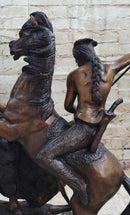 Frederic Remington Buffalo Hunt Bronze Sculpture Statue Native American Western Art Decor