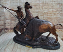 Frederic Remington Buffalo Hunt Bronze Sculpture Statue Native American Western Art Decor