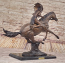 Frederic Remington WARRIOR Bronze Sculpture Statue Native American Headdress 20" x 25"