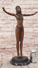 Chiparus Bronze Sculpture of Egyptian Dancer Woman with Outstretched Arms