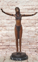 Chiparus Bronze Sculpture of Egyptian Dancer Woman with Outstretched Arms