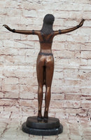 Chiparus Bronze Sculpture of Egyptian Dancer Woman with Outstretched Arms