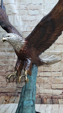 Swooping American Bald Eagle Real Bronze Sculpture Indoor Outdoor Statue 30" x 21"