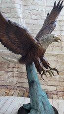 Swooping American Bald Eagle Real Bronze Sculpture Indoor Outdoor Statue 30" x 21"