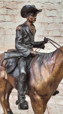 WILL ROGERS Bronze Statue Sculpture Frederic Remington Western Cowboy 23" x 23"