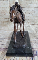 Bronze Jockey Horseman Equestrian Horse Racing Statue Sculpture Decor 16" x 23"