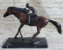 Bronze Jockey Horseman Equestrian Horse Racing Statue Sculpture Decor 16" x 23"