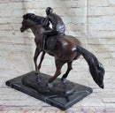 Bronze Jockey Horseman Equestrian Horse Racing Statue Sculpture Decor 16" x 23"