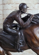 Bronze Jockey Horseman Equestrian Horse Racing Statue Sculpture Decor 16" x 23"