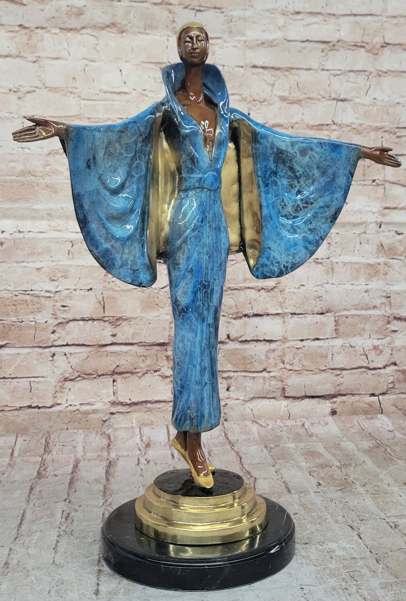 Julius Erte Art Deco Bronze Fashion Model Showgirl Sculpture Statue Gl