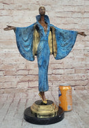 Julius Erte Art Deco Bronze Fashion Model Showgirl Sculpture Statue Glazed Patina 19" x 15"