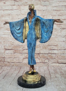 Julius Erte Art Deco Bronze Fashion Model Showgirl Sculpture Statue Glazed Patina 19" x 15"
