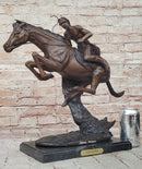 CHEYENNE by Frederic Remington Native American Horseback Western Bronze Statue Sculpture 17" x 19"