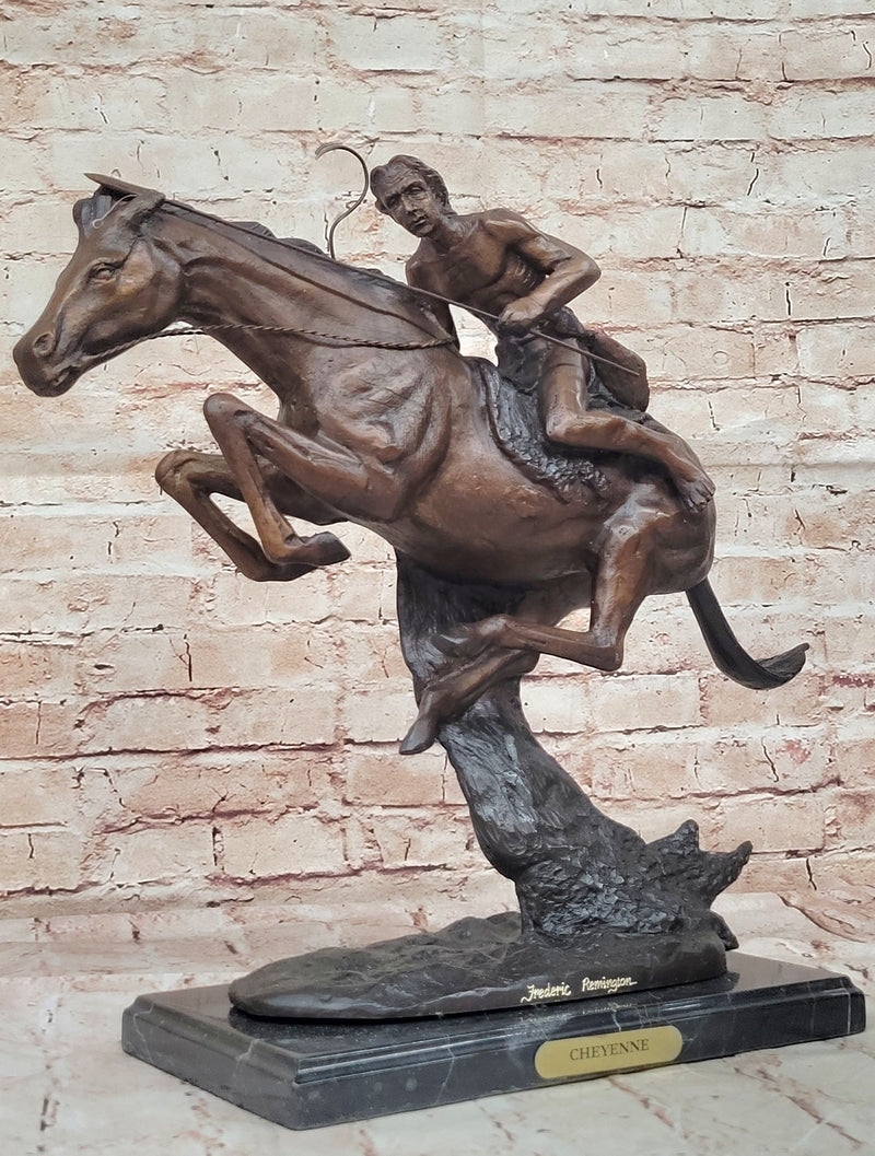 CHEYENNE by Frederic Remington Native American Horseback Western Bronz