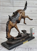 WICKED PONY Frederic Remington Bronze Sculpture on Marble Base Western Art 20" x 22"