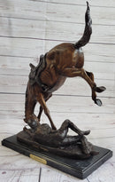 WICKED PONY Frederic Remington Bronze Sculpture on Marble Base Western Art 20" x 22"