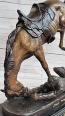 WICKED PONY Frederic Remington Bronze Sculpture on Marble Base Western Art 20" x 22"