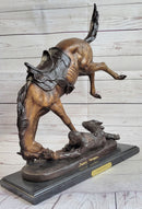 WICKED PONY Frederic Remington Bronze Sculpture on Marble Base Western Art 20" x 22"