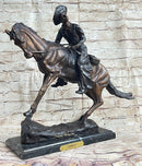 Frederic Remington Cowboy Bronze Statue Sculpture Country Western Art 17" x 21"