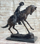Frederic Remington Cowboy Bronze Statue Sculpture Country Western Art 17" x 21"