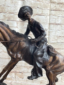 Frederic Remington Cowboy Bronze Statue Sculpture Country Western Art 17" x 21"