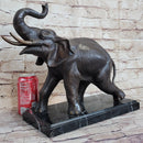 Trumpeting Elephant Sculpture Statue Lost Wax Bronze Art Deco Casting 13" x 16"