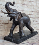 Trumpeting Elephant Sculpture Statue Lost Wax Bronze Art Deco Casting 13" x 16"