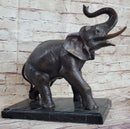 Trumpeting Elephant Sculpture Statue Lost Wax Bronze Art Deco Casting 13" x 16"