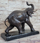 Trumpeting Elephant Sculpture Statue Lost Wax Bronze Art Deco Casting 13" x 16"