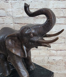 Trumpeting Elephant Sculpture Statue Lost Wax Bronze Art Deco Casting 13" x 16"