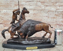 BUFFALO HUNT by Frederic Remington Native American Western Bronze Statue Sculpture 13" x 17"