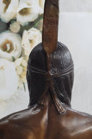 Native American Indian Man Bronze Bust Statue Sculpture Decor 14" x 7"