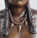 Native American Indian Man Bronze Bust Statue Sculpture Decor 14" x 7"