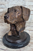 Labrador Retriever Dog Pet Bronze Bust Sculpture Statue Figure on Marble Base