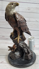 American Bald Eagle Bronze Metal Statue Sculpture Figure on Marble Base by Moigniez