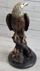 American Bald Eagle Bronze Metal Statue Sculpture Figure on Marble Base by Moigniez