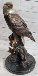 American Bald Eagle Bronze Metal Statue Sculpture Figure on Marble Base by Moigniez