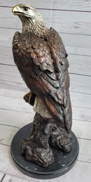 American Bald Eagle Bronze Metal Statue Sculpture Figure on Marble Base by Moigniez