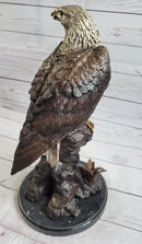 American Bald Eagle Bronze Metal Statue Sculpture Figure on Marble Base by Moigniez